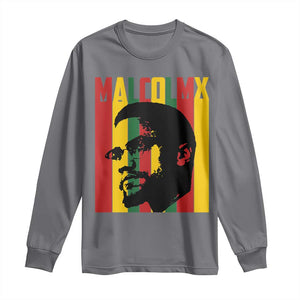 Malcolm X Long Sleeve Shirt Pan African Flag Black History TS14 Charcoal Print Your Wear