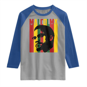 Malcolm X Raglan Shirt Pan African Flag Black History TS14 Sport Gray Royal Print Your Wear