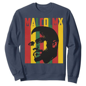 Malcolm X Sweatshirt Pan African Flag Black History TS14 Navy Print Your Wear