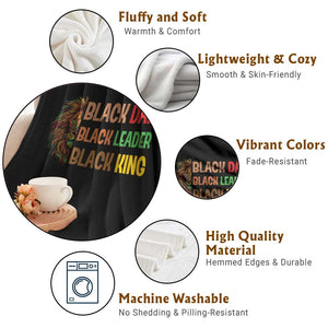 Black Affrican Melanin Throw Blanket Lion Father Day Dad Leader Black King TS14 Print Your Wear