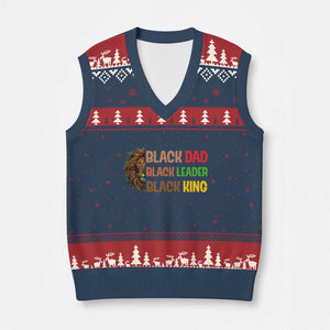 Black Affrican Melanin V-Neck Knit Sweater Vest Lion Father Day Dad Leader Black King TS14 Navy Red Print Your Wear
