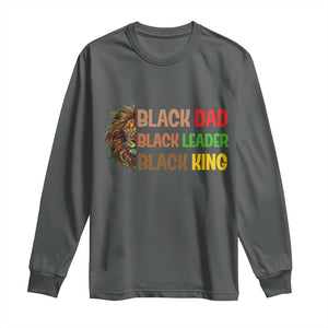 Black Affrican Melanin Long Sleeve Shirt Lion Father Day Dad Leader Black King TS14 Dark Heather Print Your Wear