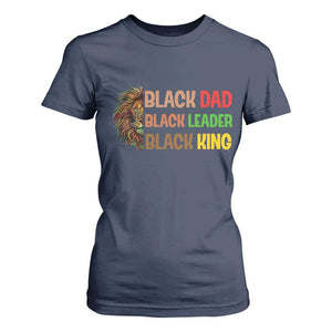 Black Affrican Melanin T Shirt For Women Lion Father Day Dad Leader Black King TS14 Navy Print Your Wear