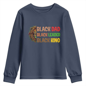 Black Affrican Melanin Youth Sweatshirt Lion Father Day Dad Leader Black King TS14 Navy Print Your Wear