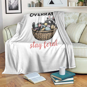 Funny Easter Raccoon Bunny Throw Blanket Bunnies Are Overrated Stay Feral TS14 Print Your Wear