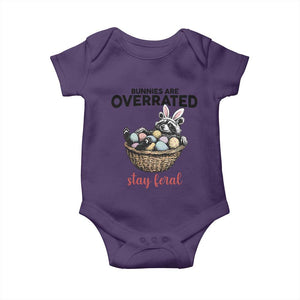 Funny Easter Raccoon Bunny Baby Onesie Bunnies Are Overrated Stay Feral TS14 Purple Print Your Wear