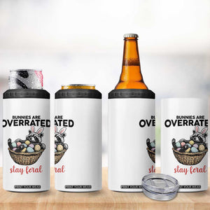 Funny Easter Raccoon Bunny 4 in 1 Can Cooler Tumbler Bunnies Are Overrated Stay Feral TS14 Print Your Wear