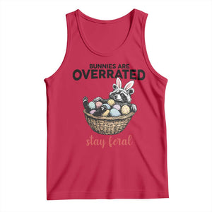 Funny Easter Raccoon Bunny Tank Top Bunnies Are Overrated Stay Feral TS14 Red Print Your Wear