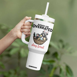 Funny Easter Raccoon Bunny Tumbler With Handle Bunnies Are Overrated Stay Feral TS14 Print Your Wear