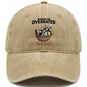 Funny Easter Raccoon Bunny Washed Cotton Baseball Cap Bunnies Are Overrated Stay Feral TS14 Print Your Wear