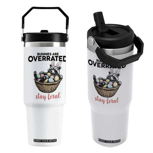 Funny Easter Raccoon Bunny Flip Straw Tumbler Bunnies Are Overrated Stay Feral TS14 One Size: 30 oz White Print Your Wear