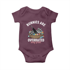 Funny Easter Raccoon Meme Baby Onesie Bunnies Are Overrated Stay Feral TS14 Maroon Print Your Wear