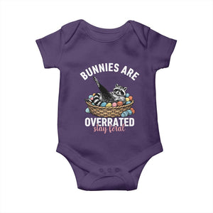 Funny Easter Raccoon Meme Baby Onesie Bunnies Are Overrated Stay Feral TS14 Purple Print Your Wear