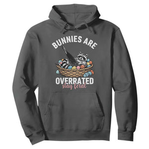 Funny Easter Raccoon Meme Hoodie Bunnies Are Overrated Stay Feral TS14 Dark Heather Print Your Wear