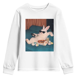 Easter Bunny Iced Coffee Youth Sweatshirt Funny Animal Meme TS14 White Print Your Wear