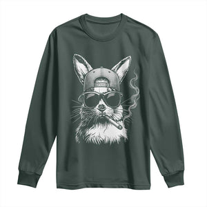 Funny Easter Bunny Smoking Meme Long Sleeve Shirt TS14 Dark Forest Green Print Your Wear