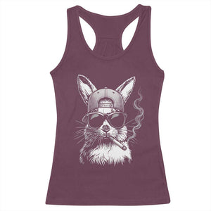 Funny Easter Bunny Smoking Meme Racerback Tank Top TS14 Maroon Print Your Wear