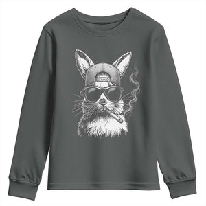 Funny Easter Bunny Smoking Meme Youth Sweatshirt TS14 Dark Heather Print Your Wear