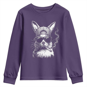 Funny Easter Bunny Smoking Meme Youth Sweatshirt TS14 Purple Print Your Wear