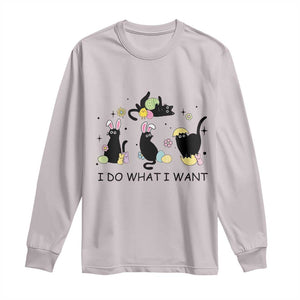 Funny Easter Black Cat Long Sleeve Shirt I Do What I Want TS14 Ice Gray Print Your Wear