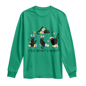 Funny Easter Black Cat Long Sleeve Shirt I Do What I Want TS14 Irish Green Print Your Wear