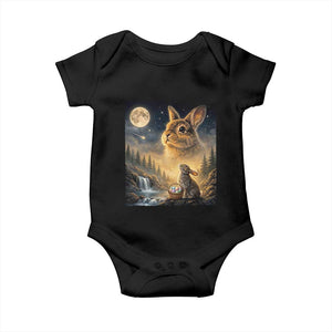 Easter Bunny Howling to the Moon Vintage Baby Onesie TS14 Black Print Your Wear