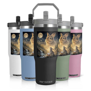 Easter Bunny Howling to the Moon Vintage Flip Straw Tumbler TS14 Print Your Wear