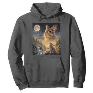 Easter Bunny Howling to the Moon Vintage Hoodie TS14 Dark Heather Print Your Wear