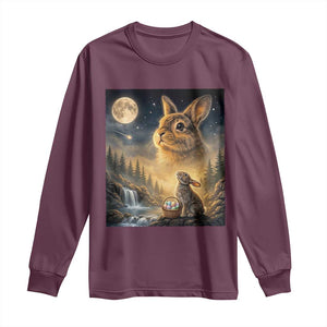 Easter Bunny Howling to the Moon Vintage Long Sleeve Shirt TS14 Maroon Print Your Wear