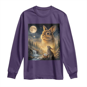Easter Bunny Howling to the Moon Vintage Long Sleeve Shirt TS14 Purple Print Your Wear