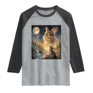 Easter Bunny Howling to the Moon Vintage Raglan Shirt TS14 Heather Gray Heather Charcoal Print Your Wear