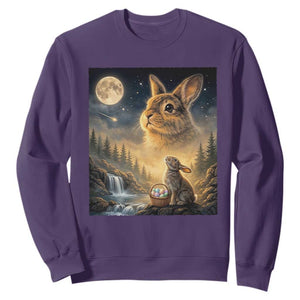 Easter Bunny Howling to the Moon Vintage Sweatshirt TS14 Purple Print Your Wear