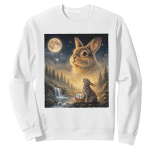 Easter Bunny Howling to the Moon Vintage Sweatshirt TS14 White Print Your Wear