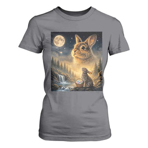 Easter Bunny Howling to the Moon Vintage T Shirt For Women TS14 Charcoal Print Your Wear