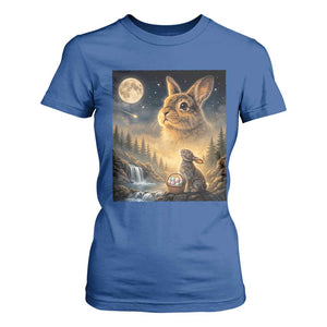 Easter Bunny Howling to the Moon Vintage T Shirt For Women TS14 Royal Blue Print Your Wear
