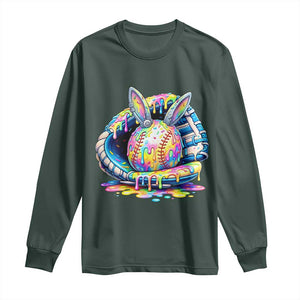Baseball Easter Long Sleeve Shirt Drip Ice Cream Sprinkles Baseball Glove TS14 Dark Forest Green Print Your Wear