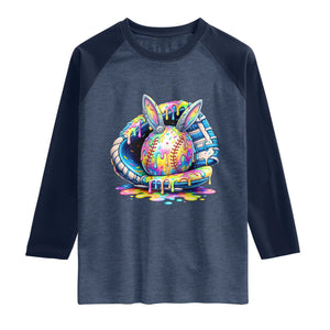 Baseball Easter Raglan Shirt Drip Ice Cream Sprinkles Baseball Glove TS14 Heather Denim Navy Print Your Wear