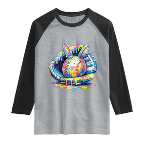 Baseball Easter Raglan Shirt Drip Ice Cream Sprinkles Baseball Glove TS14 Heather Gray Black Print Your Wear