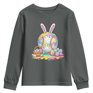 Baseball Easter Drip Ice Cream Sprinkles Egg Gift Youth Sweatshirt TS14 Dark Heather Print Your Wear