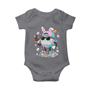 Funny Baseball Easter Baby Onesie Drip Ice Cream Bunny Easter TS14 Charcoal Print Your Wear
