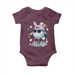 Funny Baseball Easter Baby Onesie Drip Ice Cream Bunny Easter TS14 Maroon Print Your Wear
