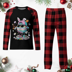 Funny Baseball Easter Plaid Pajama Set Drip Ice Cream Bunny Easter TS14 Buffalo Plaid Print Your Wear