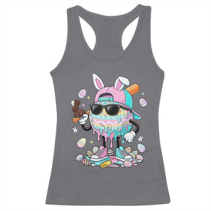 Funny Baseball Easter Racerback Tank Top Drip Ice Cream Bunny Easter TS14 Charcoal Print Your Wear