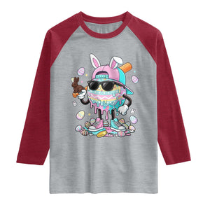 Funny Baseball Easter Raglan Shirt Drip Ice Cream Bunny Easter TS14 Heather Gray Heather Red Print Your Wear