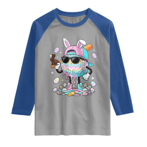 Funny Baseball Easter Raglan Shirt Drip Ice Cream Bunny Easter TS14 Sport Gray Royal Print Your Wear