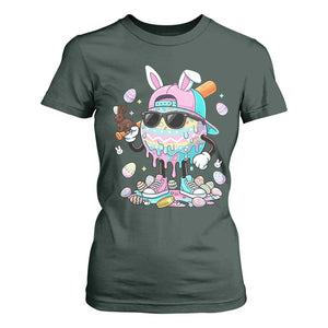 Funny Baseball Easter T Shirt For Women Drip Ice Cream Bunny Easter TS14 Dark Forest Green Print Your Wear