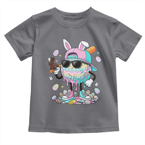 Funny Baseball Easter Toddler T Shirt Drip Ice Cream Bunny Easter TS14 Charcoal Print Your Wear