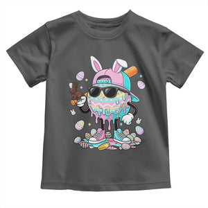 Funny Baseball Easter Toddler T Shirt Drip Ice Cream Bunny Easter TS14 Dark Heather Print Your Wear