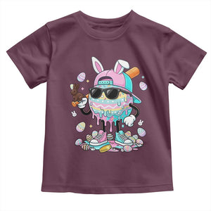 Funny Baseball Easter Toddler T Shirt Drip Ice Cream Bunny Easter TS14 Maroon Print Your Wear