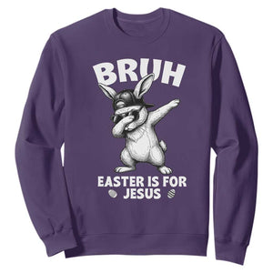 Christian Easter Bunny Sweatshirt Bruh Easter Is For Jesus TS14 Purple Print Your Wear